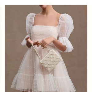 Anthropologie by Watters Macaron Square-neck tulle embellished mini dress SIZE 2